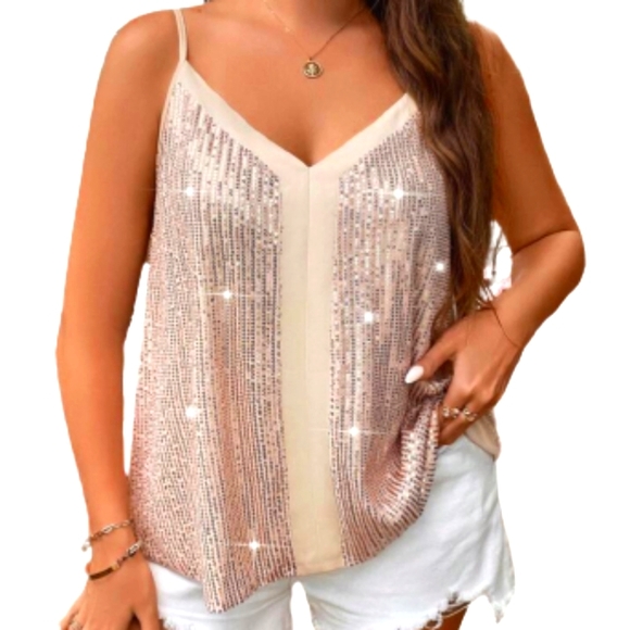 Shein Curve Sequin Cami Top Sz 1XL - Picture 1 of 9
